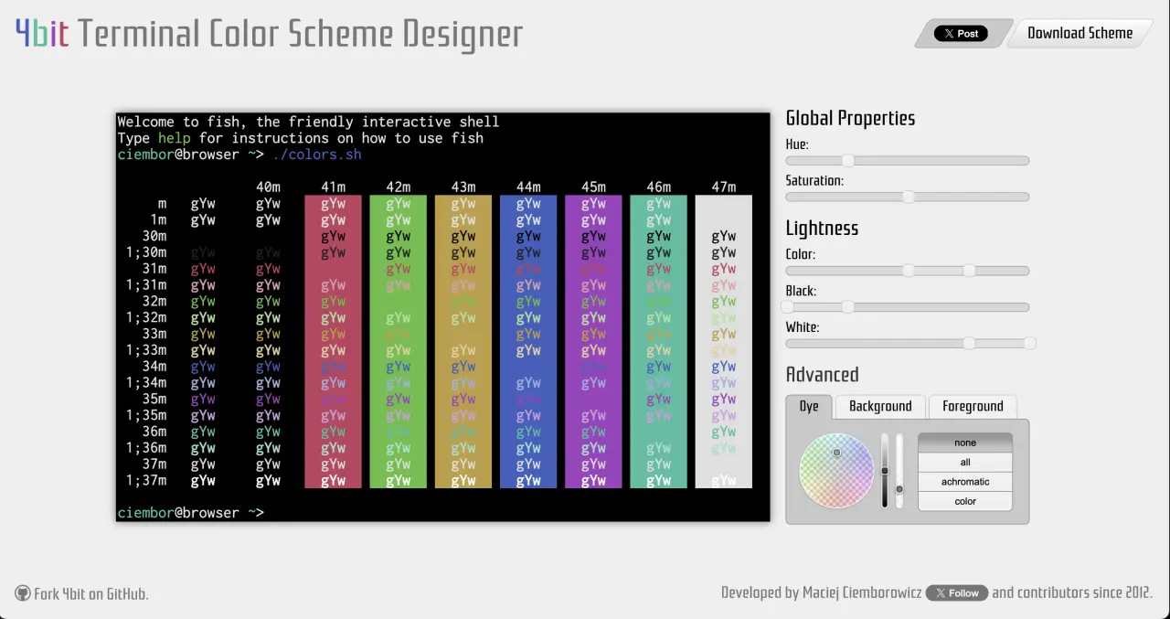 4bit - Terminal Color Scheme Designer